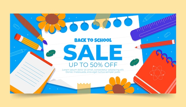 Flat sale banner template for back to school season