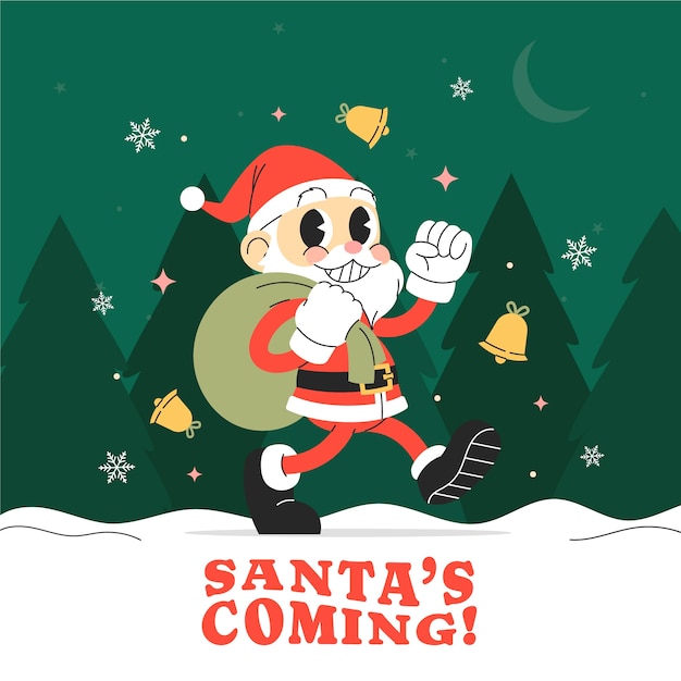 Flat santa cartoon illustration for christmas season