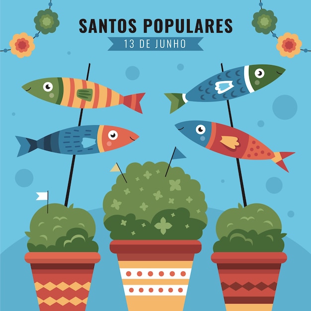 Flat santos populares illustration