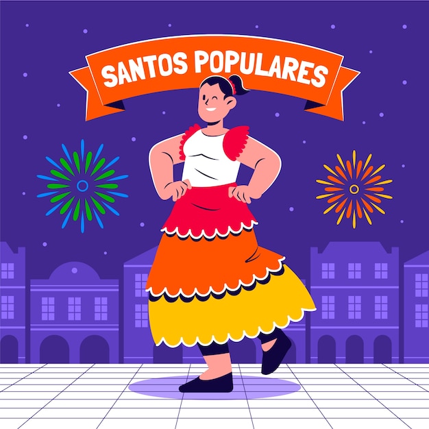 Flat santos populares illustration