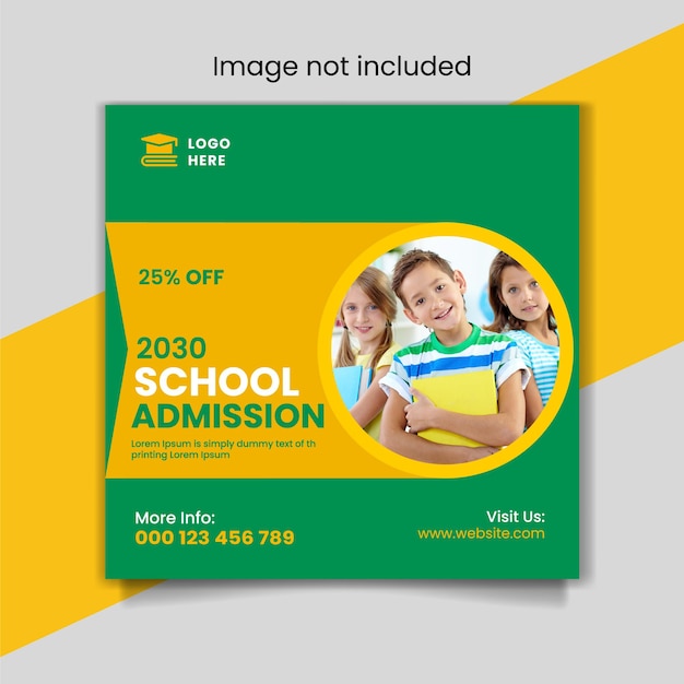 Flat school admission banner and Facebook cover