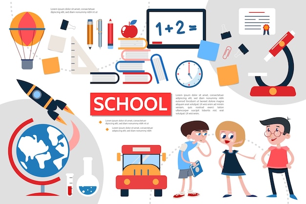 Flat school infographic concept 