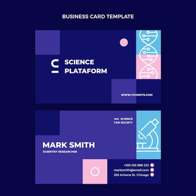 Flat science horizontal business card