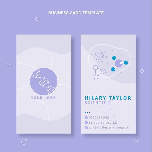 Flat science vertical business card