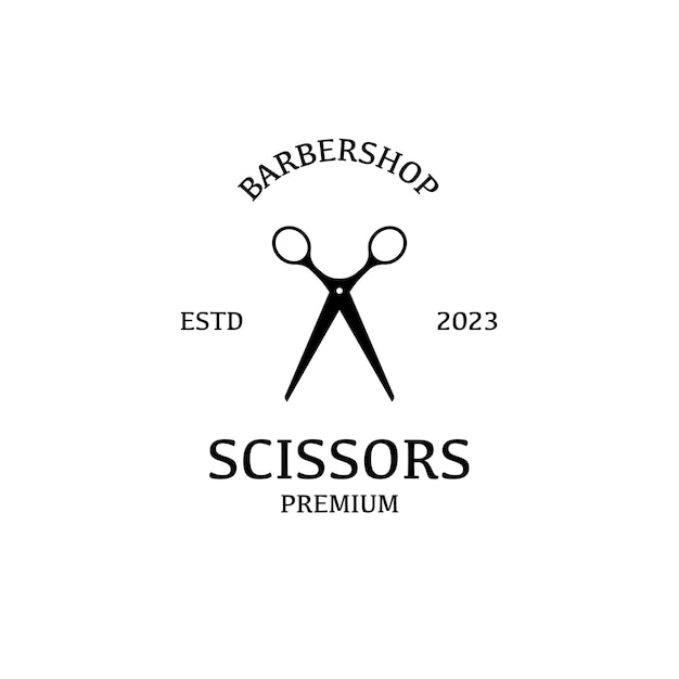 Flat scissors barber shop logo design vector illustration