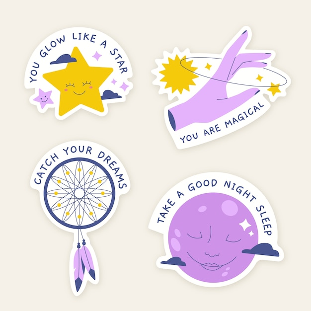 Vector flat self love stickers collection