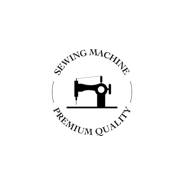 Vector flat sewing machine for tailor logo design illustration idea