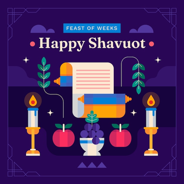 Vector flat shavuot illustration