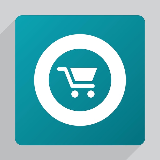 Flat shopping cart icon, white on green background