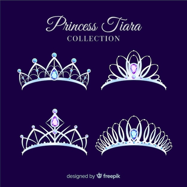 Flat silver princess tiara collection