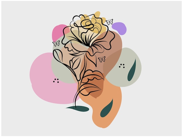 Flat simple flower outline illustration