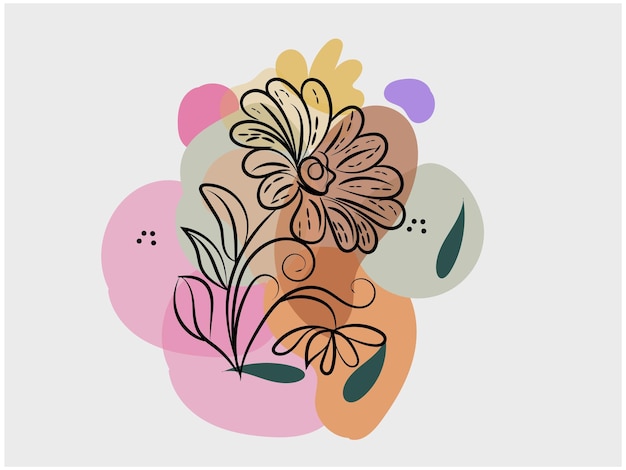 Flat simple flower outline illustration