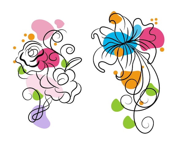 Flat simple flower outline illustration