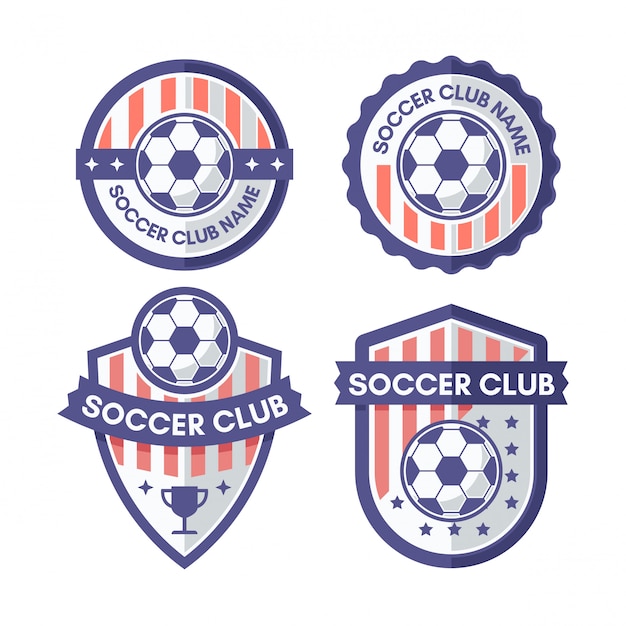 Flat simple modern Soccer or Football badge collection.