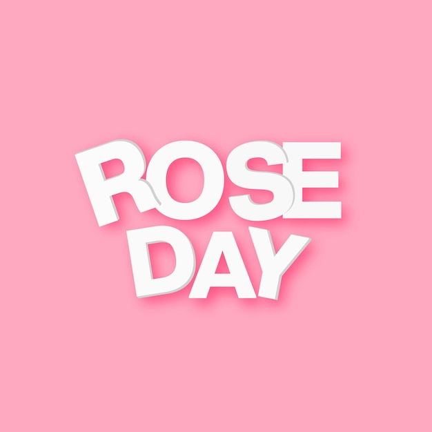 Flat Simple Rose Day Greeting Pink Background Template. Rose Day Social Media Post Design