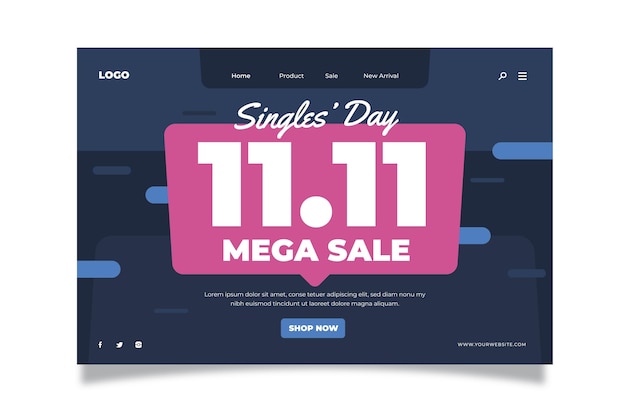 Flat single's day landing page template