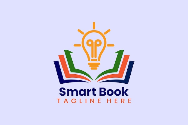 Flat smart book logo template vector illustration