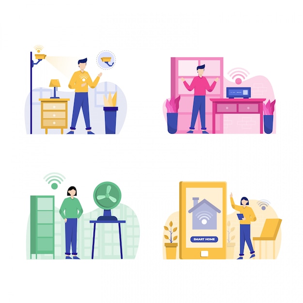 Flat Smarthome Design Illustration with Character