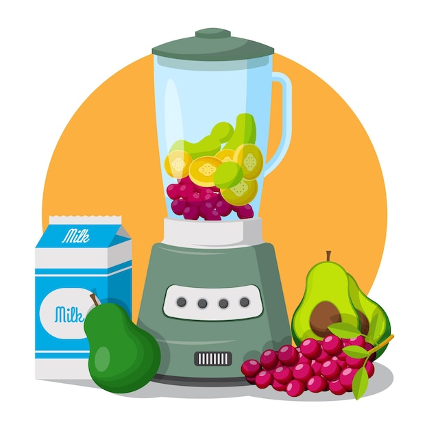 Flat smoothies in blender glass illustration