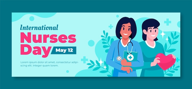 Flat social media cover template for international nurses day celebration