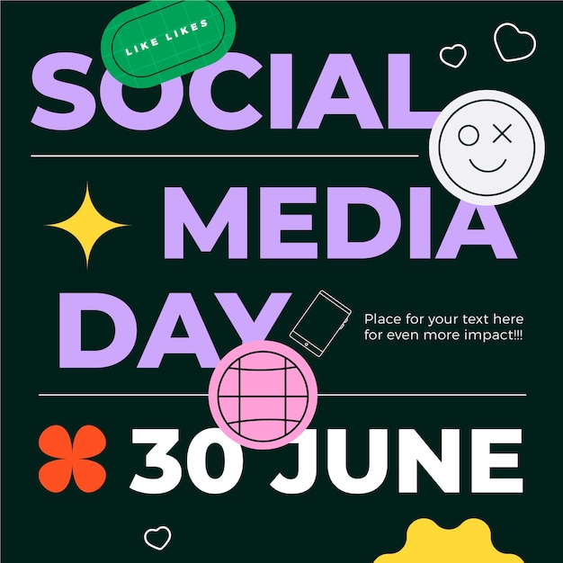 Flat social media day illustration