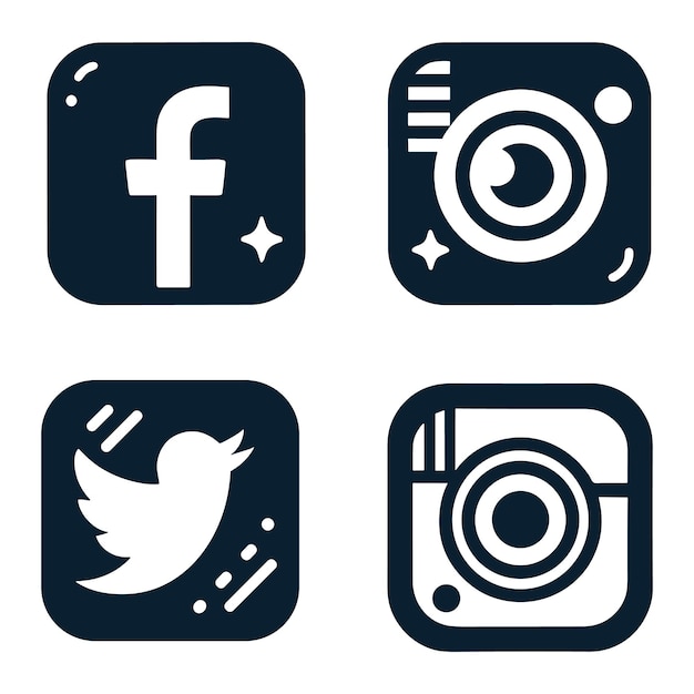 Vector flat social media ions collections illustration isolated