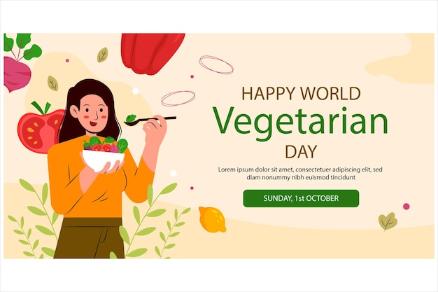 Flat social stories promo template of world vegetarian day celebration vector