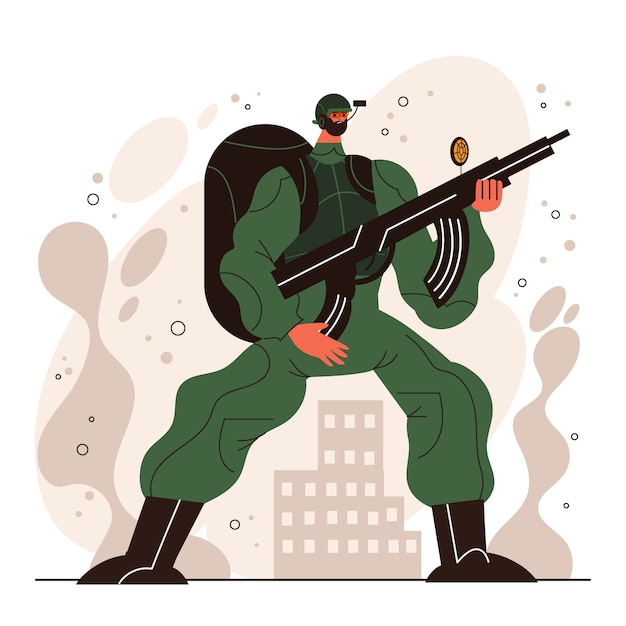 Flat soldier illustration