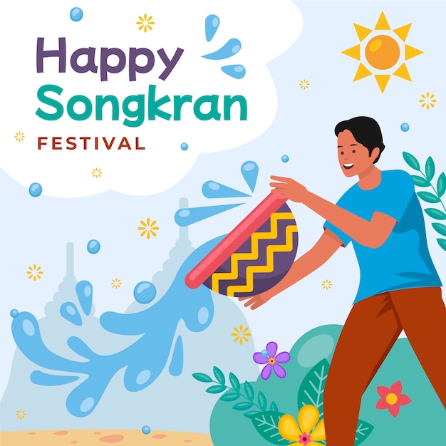 Flat songkran illustration