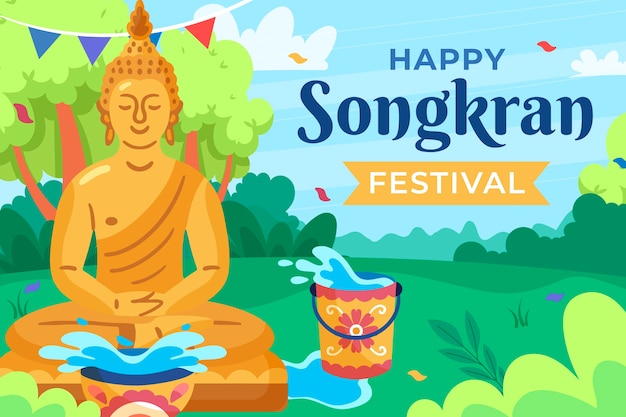 Flat songkran illustration