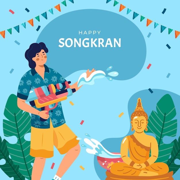 Flat songkran illustration