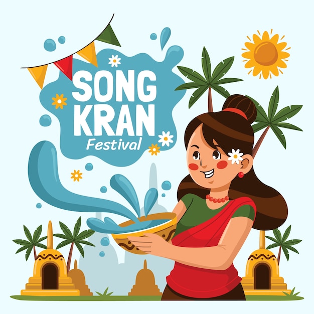 Flat songkran illustration