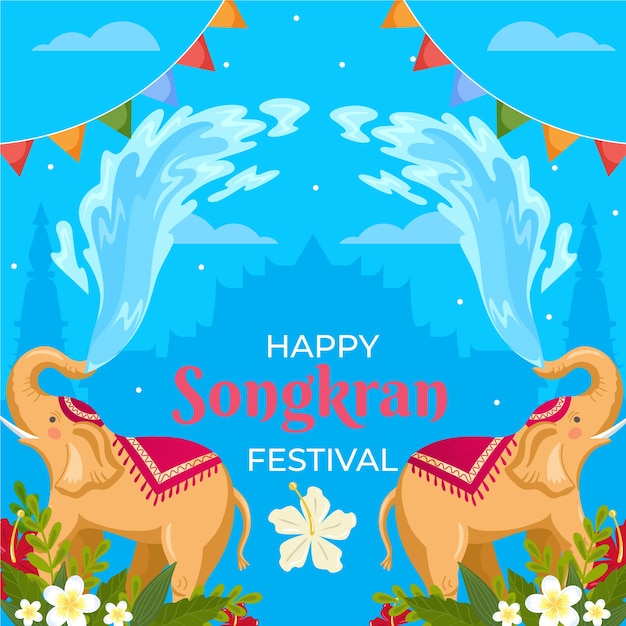 Flat songkran illustration