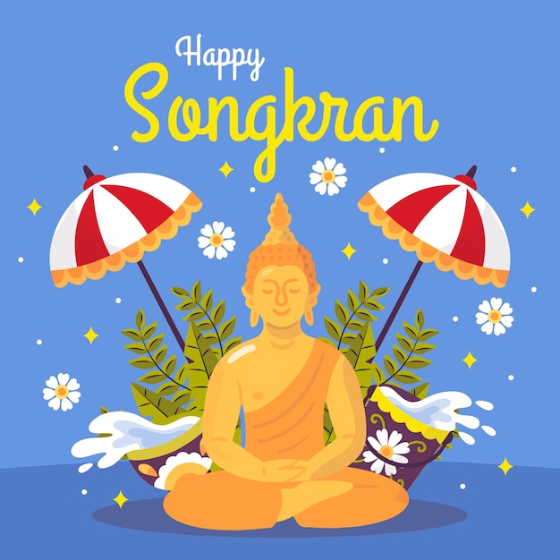 Flat songkran illustration