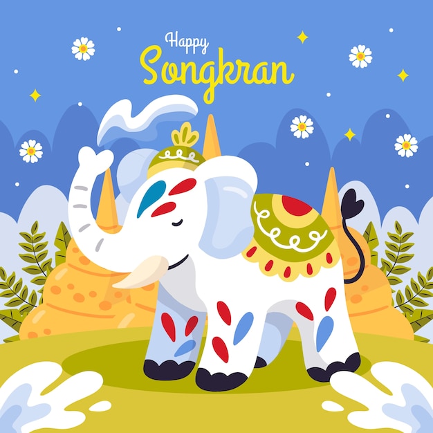 Flat songkran illustration