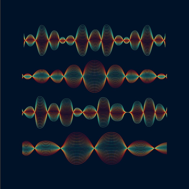 Vector flat sound waves collection illustration