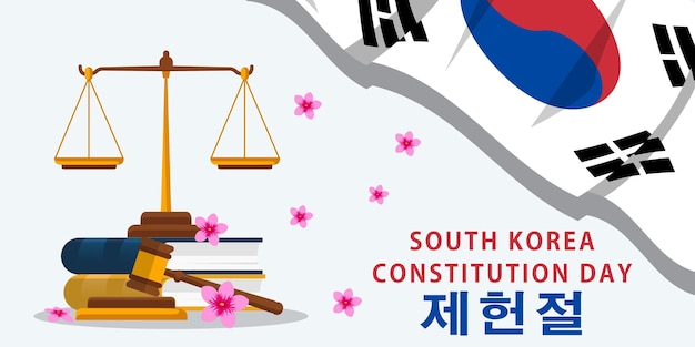 Flat south korea constitution day background illustration