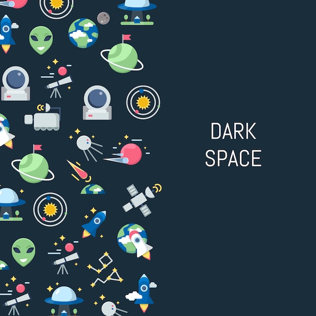 flat space icons background