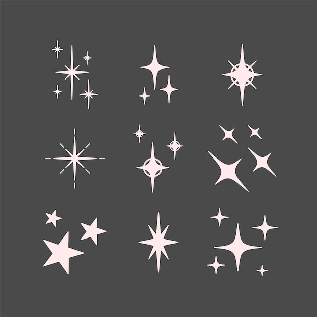 Vector flat sparkling stars collection design