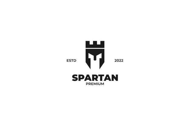 Flat spartan castle logo design vector illustration idea