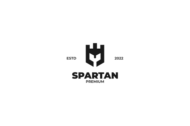 Flat spartan castle logo design vector illustration idea