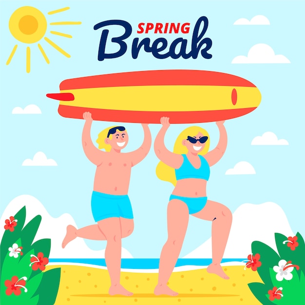 Flat spring break illustration