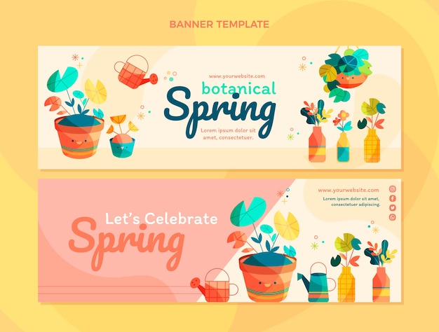 Flat spring horizontal banners set