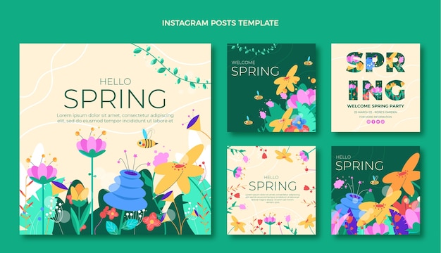 Flat spring instagram posts collection