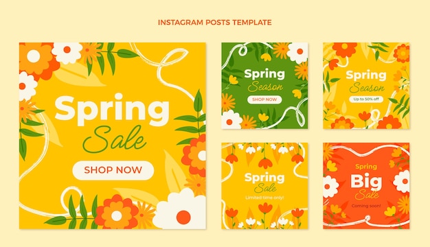 Flat spring instagram posts collection