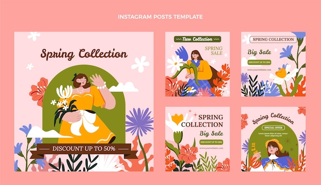 Flat spring instagram posts collection