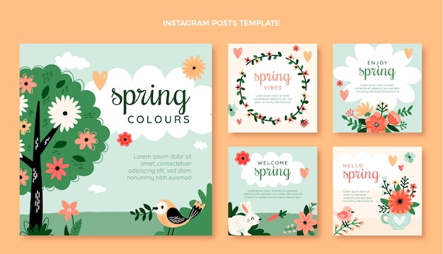 Flat spring instagram posts collection