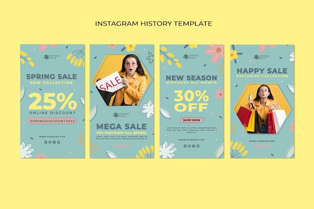 Flat spring instagram stories collection