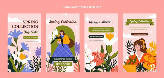 Flat spring instagram stories collection