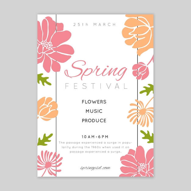 Flat spring poster template